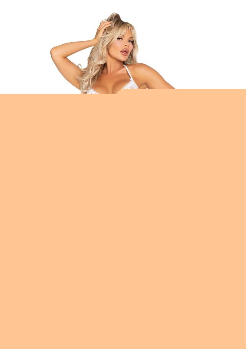 Floral Lace Halter Bodysuit with Mini Bow and Flutter Accent